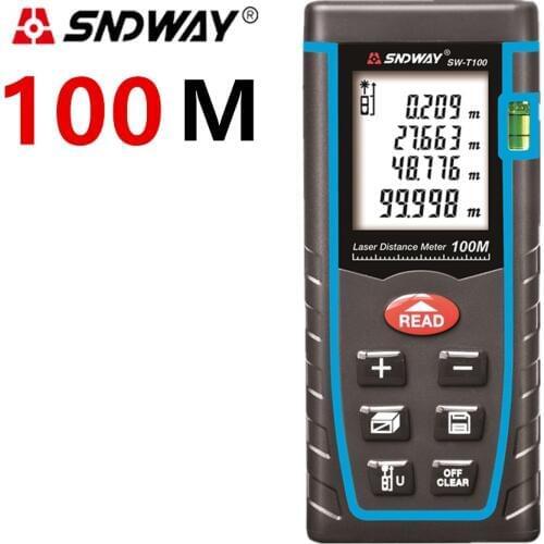 New T100 laser distance meter rangefinder 100m 328ft trena laser Bubble level range finder Building measure tape tester Tools