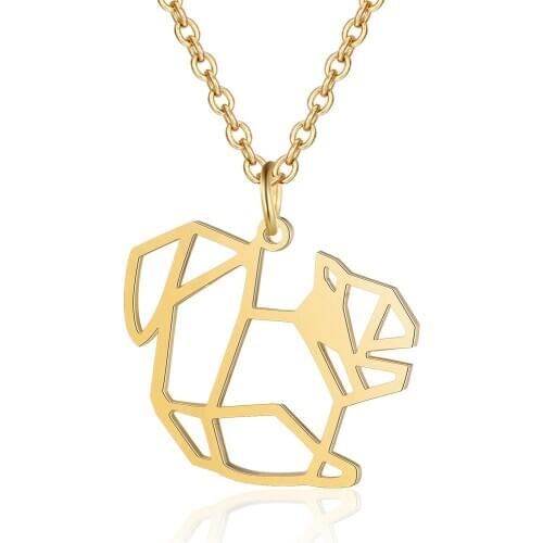 Fnixtar 316L Stainless Steel Squirrel Pendant Charm Necklace for Women Necklace Never Tarnish Fashion Jewelry Birthday Gift