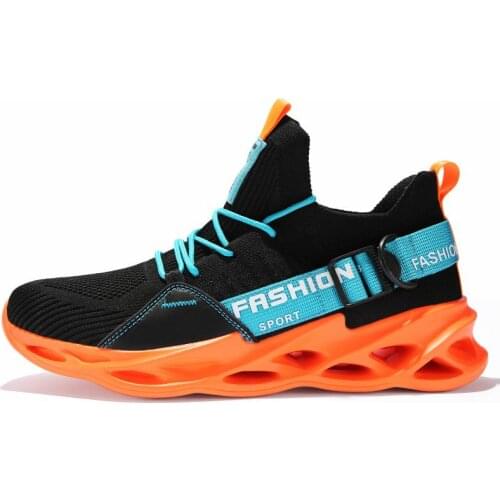 Oversize Summer Lightweight Sport Shoes Men Sneakers Man Breathable Running Shoes Mens Sports Shoes Male Black Orange GME-0098