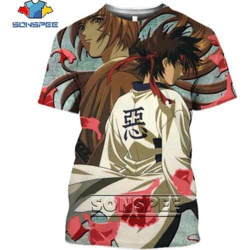 Hot Nobuhiro Watsuki Manga Anime T Shirt 3D Printing Japanese Samurai Himura Kenshin T Shirt Summer Harajuku Cool Streetwear Top