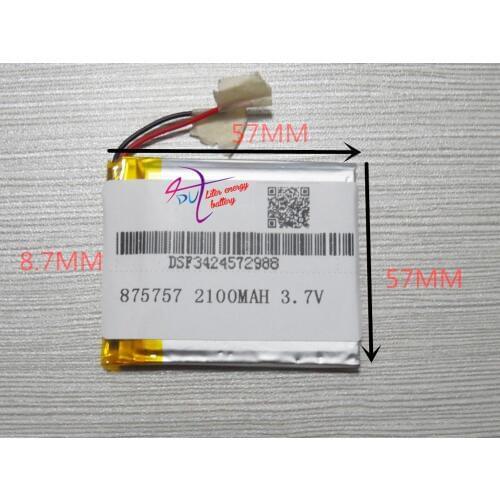Best battery brand 3.7V polymer lithium battery 875757 GPS MP4 mobile power game machine large capacity battery 2100mah
