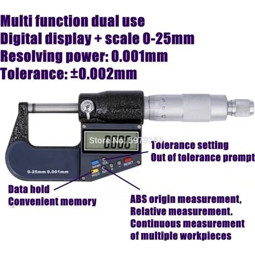 0-25mm Micrometer Measuring Common Rail Injector Shim Thickness Digital Gauge 0.001mm Calliper Micrometer Stand