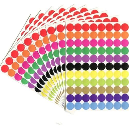 880pcs/10 Sheet Round Kawaii Circles Sealing Sticker Paper Labels Colored Dot Stickers Adhesive Package Label Party Decoration