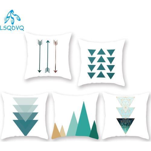 Nordic Style Couch Pillows Covers Green Geometric Wave Stripe Decorative Pillows Case Polyester Cushion Cover for Sofa Home Car