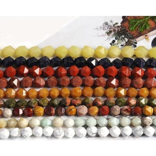High Quality Natural Stone 6/8/10mm Rhombus Shape Necklace Bracelet Jewelry DIY Gem Loose Beads 38cm wk159