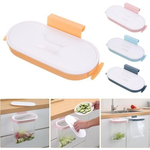 Kitchen Plastic Garbage Bag Rack Hanging Garbage Organizer Portable Cabinet Door-back Garbage Trash Bag Bracket Rack Gadgets