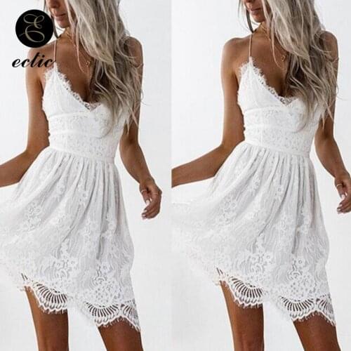 Guipure Lace Embroidery Dress Sukienka Spagetti Strap Dress Robe Femme 2021 Cross Bare Low Back Short Dress Lace Crochet Women