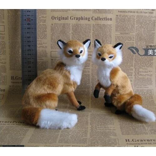 Real life toy brown foxes polyethylene&furs about 15x16cm foxes one pair hard model prop,home decoration xmas gift b0758