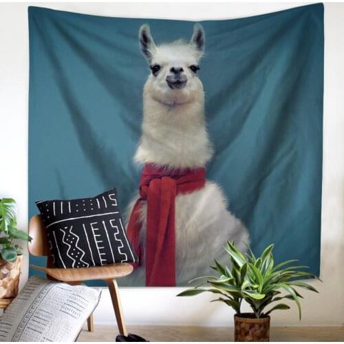 Alpaca Pattern Tapestry Creative Ornaments Functional Bedroom Background Door Curtain Table Cloth Personality Home Decor