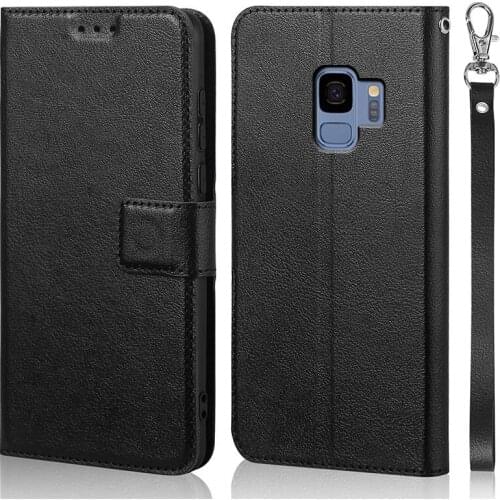 Luxury Flip Case for Samsung Galaxy S9 Cover Original Book Design Leather Phone Coque Wallet Capa Stand With Strap Card Holders