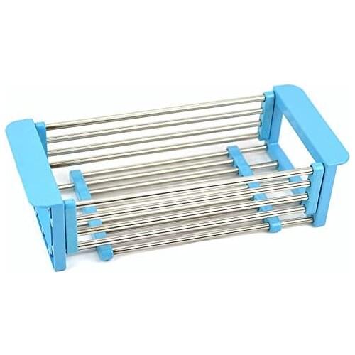 Stainless Steel Drain Rack Drain Rack Multifunctional Fruit Vegetables shelf-blue