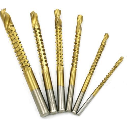 6pcs Titanium Coated High Speed Steel Drill Bit Electric Drill Hemp Flowers High Hardness Resistance of High Speed