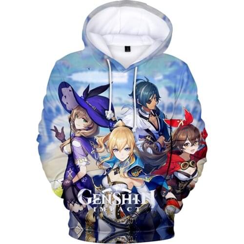 Genshin Impact Hoodie Sweatshirts 3D figure Print cosplay costume venti zhongli mona Hoodies Pullover Unisex Harajuku Tracksuit
