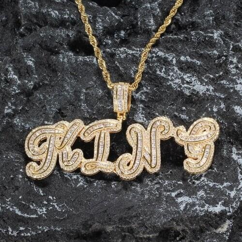 Bling Bling customize Pendants Mens Mirco Pave Prong Setting Zircon Necklace Jewelry CP27