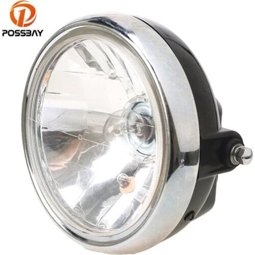 POSSBAY 7'' Universal Motorcycle Headlight Amber High/Low Beam Light for Honda Yamaha Harley Suzuki EN125 Moto Head Lamp Bulb
