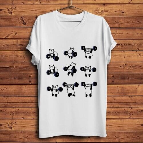 Cute yoga Panda funny t shirt men summer white casual short sleeve Weightlifting panda tshirt homme unisex streetwear t-shirt