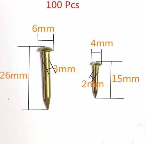 26mm 15mm 100pcs fastener round small brass nail antique drum furniture hinge copper nails hardware fitting