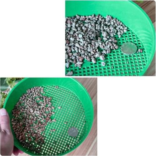 Green Round Garden Sieve Plastic Riddle Stone Sand Seedling Mesh Sieve Garden Tools for Compost Soil Stone Mesh Garden Tool Seed