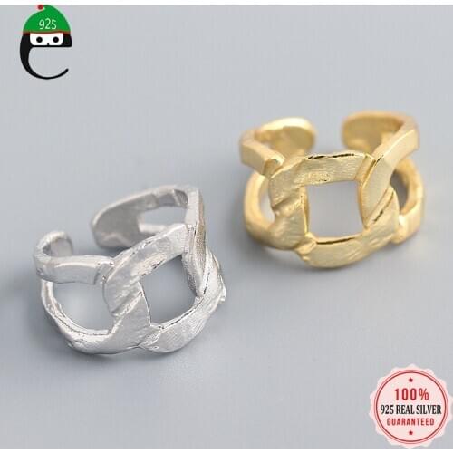 ElfoPlataSi Real 925 Sterling Silver INS Heavy Industry Chain Cross Opening Ring For Women Wedding Fine S925 Jewelry Gift DS868