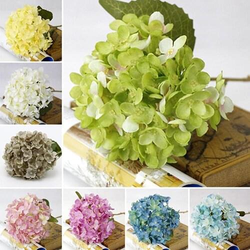 New 1 Pc Fashion 1 Bouquet Faux Artificial Silk Flower Hydrangea Leaves Wedding Party Home Decoration Craft Artificial Flowers