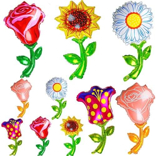 10/20/50pcs sunflower rose flower foil balloon Romantic red pink mariage wedding decoration Valentines Day event supplies