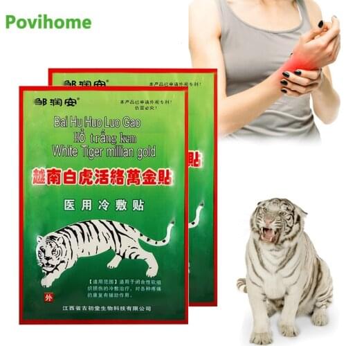 16Pcs White Tiger Plaster Analgesic Patch Rheumatoid Arthritis Knee Muscle Join Pain Relief Body Massage Chinese Medical Plaster
