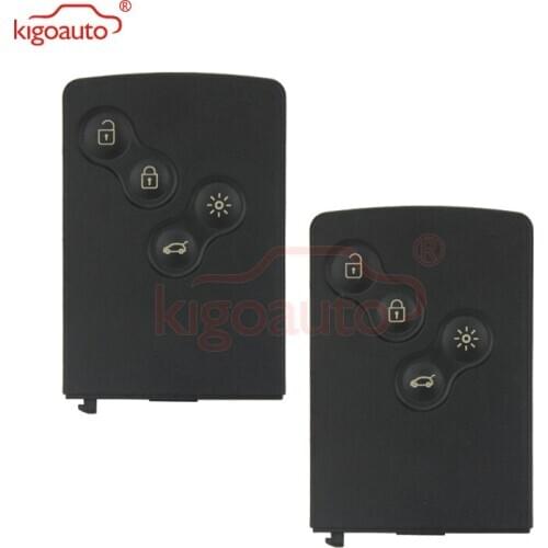 Kigoauto 2pcs smart key card case 4 Button For Renault Megane Koleos Scenic car key Card cover Black remote Key Fob Shell