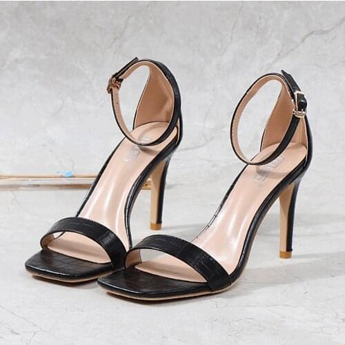 2021 Brand Women Pumps Luxury Ankle Strap Sandals Fashion Sexy Microfiber High Heels Summer Comfortable Party Wedding Shoes 9cm