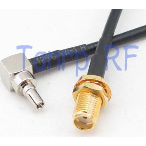 50CM Pigtail coaxial jumper cable RG174 extension cord 20in CRC9 male plug right angle to SMA female jack RF connector adapter