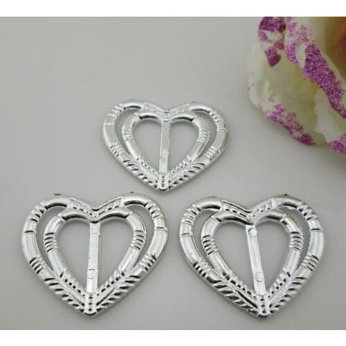 AB43 17mm)20pcs Fashion Double Heart Acrylic Buckle For Ribbon