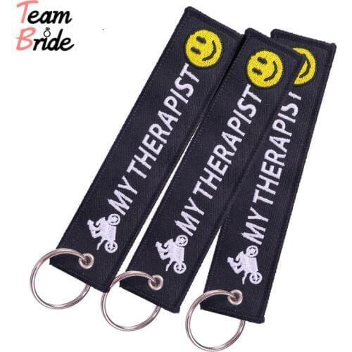 3 PCS/LOT My Therapist Key Chains for Cars and Motorcycle Embroidery Key Ring Chain for Motor Bikers Gifts Keychain Jewelry