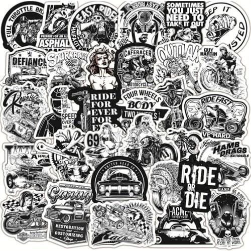 10/30/50 PCS Classic Black and White Suitcase Waterproof Graffiti Skateboard Guitar Toy Decoration Sticker Wholesale