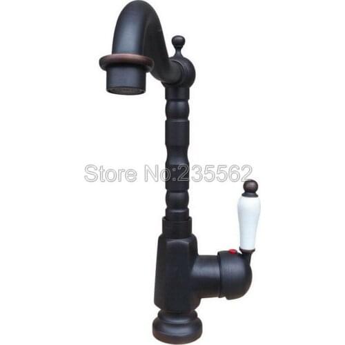 Wholesale And Retail Black Oil Rubbed Brass Single Handle Kitchen Faucet Wash Basin Mixer Vessel Sink Faucets lnf335