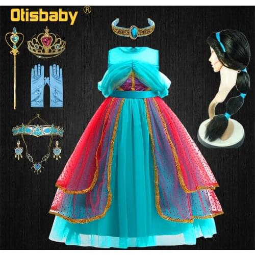 Jasmine Dress for Girls Halloween Aladdin Princess Costume Summer Child Fancy Wedding Dresses Toddler Elegant Pageant Gowns