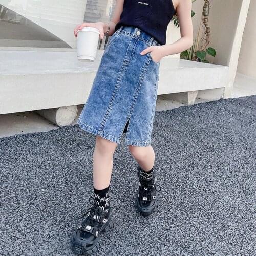 New Summer Girls Skirts Teen Girls Solid Denim Skirt Children Girls Fashion Skirt Denim Clothing Teenage Kids Girls Clothes