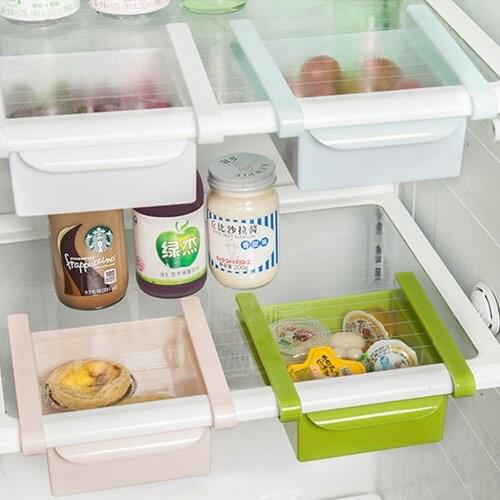 Hot Kitchen Fridge Freezer Slide Drawer type Space Saver Storage Organizer Rack Shelf Holder Storage Boxes Kitchen Food Containe