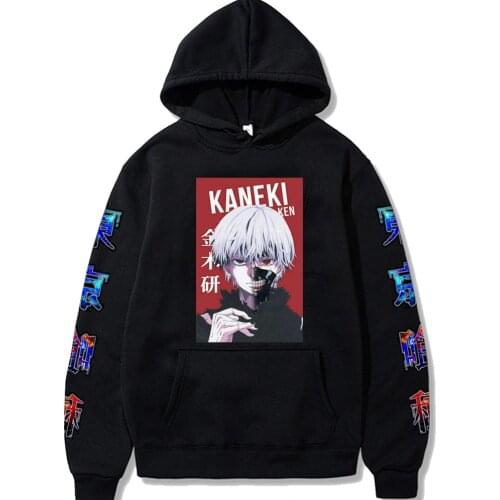Harajuku Tokyo Ghoul Unisex Hoodies Japanese Anime Kaneki Printed Mens Hoodie Streetwear Casual Sweatshirts