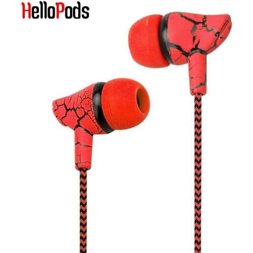 HelloPods 3.5mm Crack Wired Earphones Bass Earbuds with Microphone Hands Free Earpieces for Samsung Xiaomi Huawei iPhone Phone