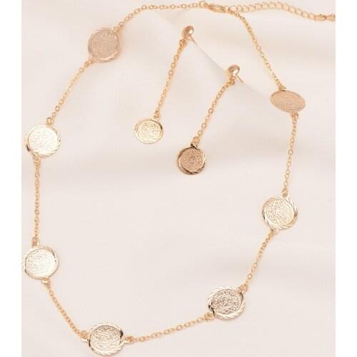 Arab Coin Sets Jewelry Women Girls Gold Color Islamic Muslim Metal Coin Set African Ethiopian Middle East Items necklace earring