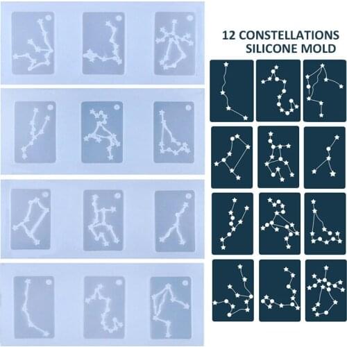Newest 12 Constellations Pendant Silicone Mold UV Epoxy Resin Casting Mould Decorative Tool DIY Jewelry Making Tools Accessories