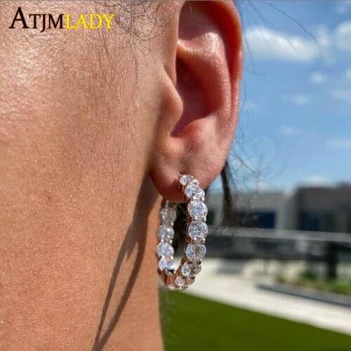 New arrived 30mm pink cz hoop earring for women Geometric classic cz pinky medium huggie hoops trendy fashion earrings jewelry