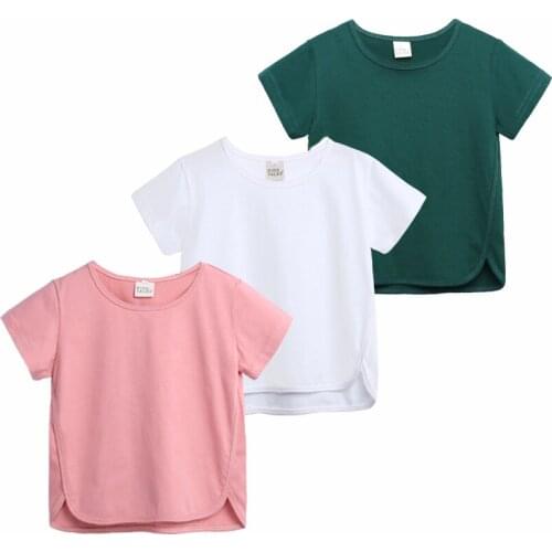 Korean Style Solid Color Summer Mini Kids T-shirts Baby Boys Clothes Short Sleeve Toddler Shirt For Children Shirt Boy Tops Tees