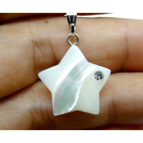 Wit natural beschaafde Pentagram parelmoer kralen shell pendant for diy Jewelry making necklace Accessories24pcs