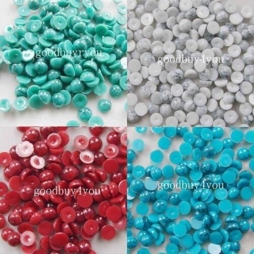 2000pcs 3mm Flatback Half Round Turquoise Beads For Sewing Nail Art Decoration Green/Blue/Red/White For You Pick