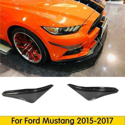 Carbon Fiber Front Bumper Splitters Side Aprons Winglet Wings for Ford Mustang 2015 2016 2017 Shark Fins Canards
