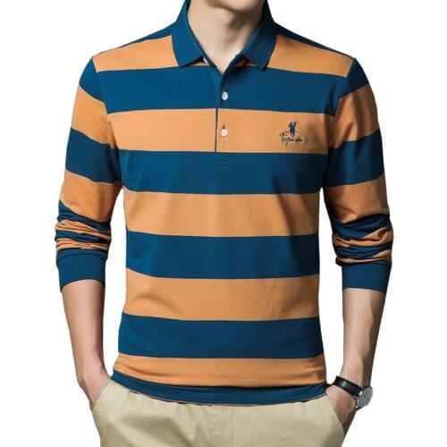 New Spring autumn polo shirt High quality brand cotton men polo shirt Long sleeve casual striped shirt polo men clothing camisas