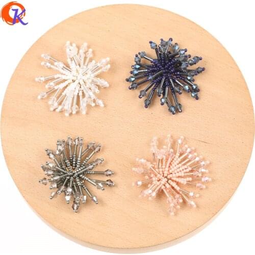 Cordial Design 20Pcs 40*44MM Jewelry Accessories/Seed Beads Charms/DIY Making/Crystal Flower Shape/Hand Made/Earring Findings