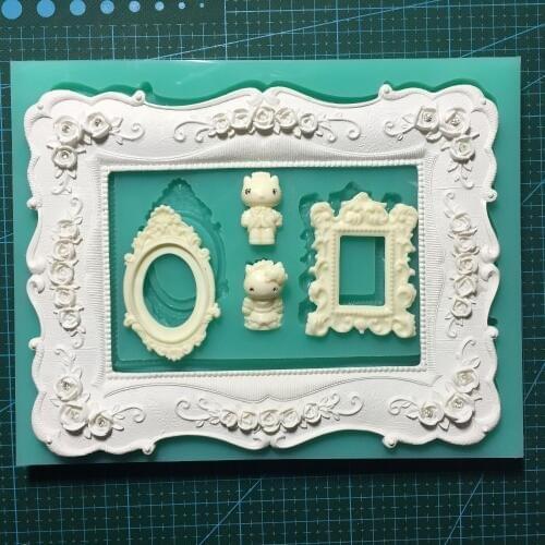 DIY Photo Frame Silicone Rubber Flexible Food Safe Mold Chocolate Silicone Clay Mold gum paste aroma stone Silicone Moulds