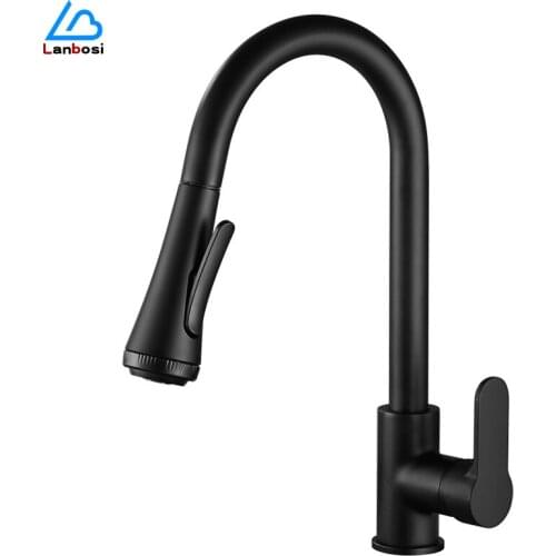 Kitchen Faucet Hot And Cold Pull Universal Swivel Telescopic All-Copper Splash-Proof Faucet