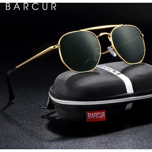 BARCUR Original Square Sunglasses For Men Polarized Women Hexagon Sun Glasses Oculos De Sol Gafas Lunette De soleil femme